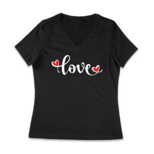 Love T-Shirt - Simple and Elegant Heart-Themed Design for Women, Men, Couples, and Everyday Wear Women Jersey V-Neck – Viva Party