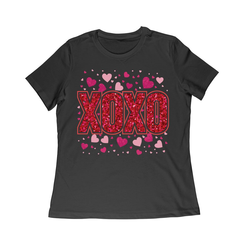 Vln-08_Wr-Black.jpg Xoxo T-Shirt - Cute And Stylish Love-Themed Design For Women, Men, Couples, And Valentine'S Day Gift Women Relaxed – Viva Party