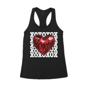 XOXO with Red Heart T-Shirt - Cute Love-Themed Design for Women, Men, Couples, and Valentine's Day Gift Women's Racerback Tank Top – Viva Party