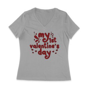 My 1st Valentine's Day T-Shirt ? Adorable Baby Valentine's Outfit, Cute First Love Gift Women Jersey V-Neck