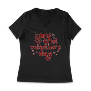 My 1st Valentine's Day T-Shirt ? Adorable Baby Valentine's Outfit, Cute First Love Gift Women Jersey V-Neck – Viva Party