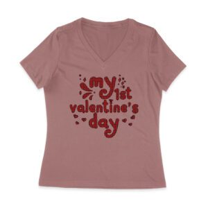My 1st Valentine's Day T-Shirt ? Adorable Baby Valentine's Outfit, Cute First Love Gift Women Jersey V-Neck