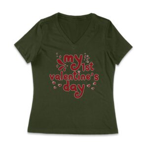 My 1st Valentine's Day T-Shirt ? Adorable Baby Valentine's Outfit, Cute First Love Gift Women Jersey V-Neck