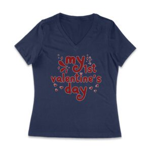 My 1st Valentine's Day T-Shirt ? Adorable Baby Valentine's Outfit, Cute First Love Gift Women Jersey V-Neck