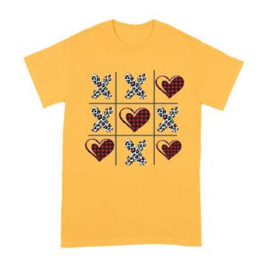 Valentine's Day T-Shirt ? Plaid Hearts & Leopard Print XO Design, Cute Romantic Gift for Couples Unisex Adult