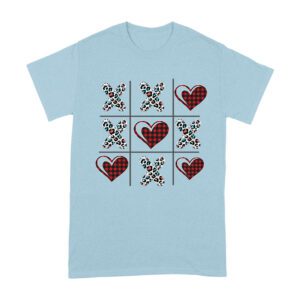 Valentine's Day T-Shirt ? Plaid Hearts & Leopard Print XO Design, Cute Romantic Gift for Couples Unisex Adult