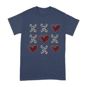 Valentine's Day T-Shirt ? Plaid Hearts & Leopard Print XO Design, Cute Romantic Gift for Couples Unisex Adult