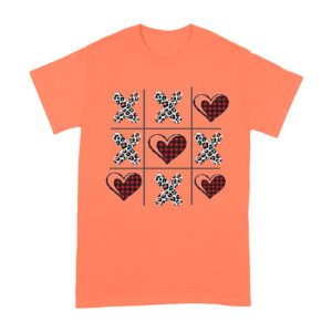 Valentine's Day T-Shirt ? Plaid Hearts & Leopard Print XO Design, Cute Romantic Gift for Couples Unisex Adult