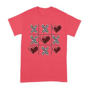 Valentine's Day T-Shirt ? Plaid Hearts & Leopard Print XO Design, Cute Romantic Gift for Couples Unisex Adult