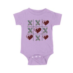 Valentine's Day T-Shirt ? Plaid Hearts & Leopard Print XO Design, Cute Romantic Gift for Couples Unisex Baby Jersey