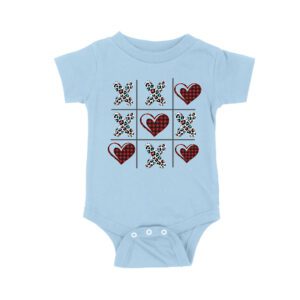 Valentine's Day T-Shirt ? Plaid Hearts & Leopard Print XO Design, Cute Romantic Gift for Couples Unisex Baby Jersey
