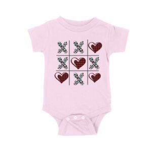Valentine's Day T-Shirt ? Plaid Hearts & Leopard Print XO Design, Cute Romantic Gift for Couples Unisex Baby Jersey