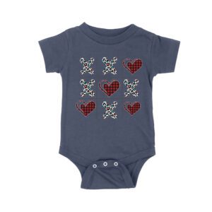 Valentine's Day T-Shirt ? Plaid Hearts & Leopard Print XO Design, Cute Romantic Gift for Couples Unisex Baby Jersey