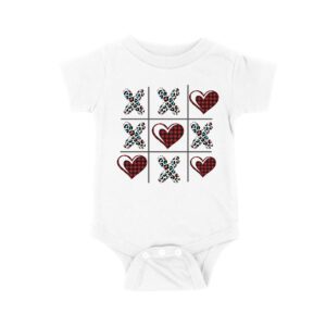 Valentine's Day T-Shirt ? Plaid Hearts & Leopard Print XO Design, Cute Romantic Gift for Couples Unisex Baby Jersey