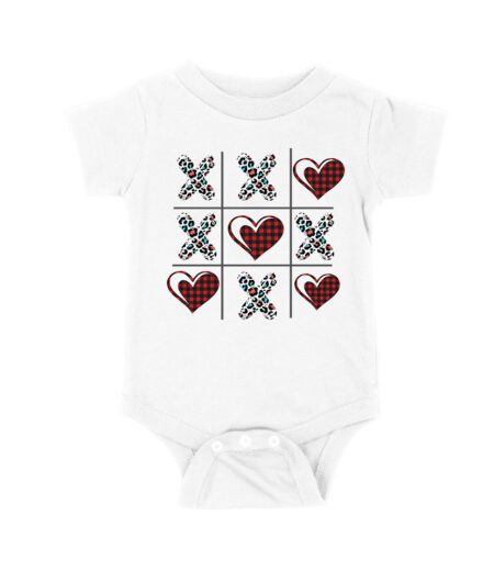 Valentine's Day T-Shirt ? Plaid Hearts & Leopard Print XO Design, Cute Romantic Gift for Couples Unisex Baby Jersey