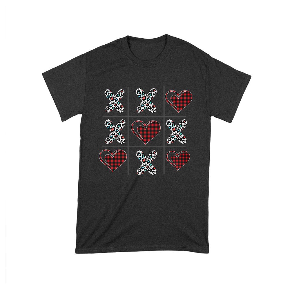 Vln-18_T-Black.jpg Valentine'S Day T-Shirt ? Plaid Hearts &Amp;Amp; Leopard Print Xo Design, Cute Romantic Gift For Couples Unisex Toddler – Viva Party