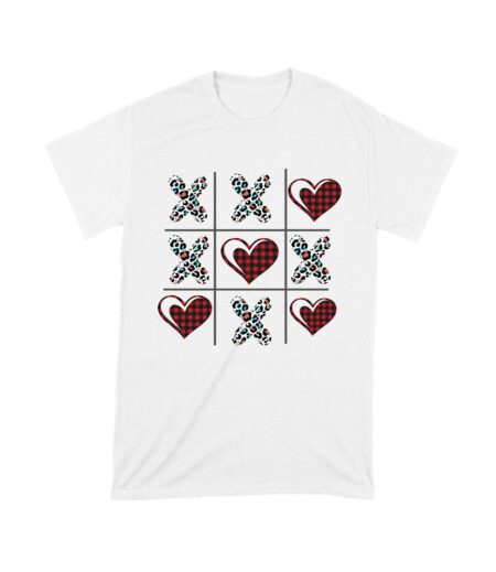 Valentine's Day T-Shirt ? Plaid Hearts & Leopard Print XO Design, Cute Romantic Gift for Couples Unisex Toddler