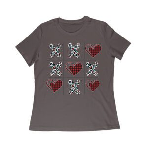 Valentine's Day T-Shirt ? Plaid Hearts & Leopard Print XO Design, Cute Romantic Gift for Couples Women Relaxed
