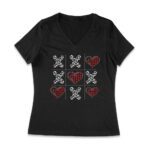Valentine's Day T-Shirt ? Plaid Hearts & Leopard Print XO Design, Cute Romantic Gift for Couples Women Jersey V-Neck – Viva Party