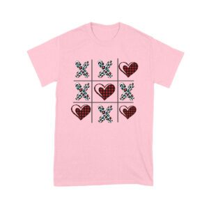 Valentine's Day T-Shirt ? Plaid Hearts & Leopard Print XO Design, Cute Romantic Gift for Couples Unisex Youth