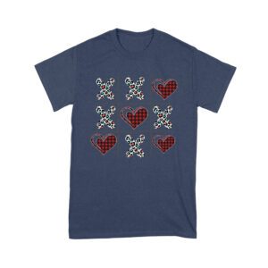 Valentine's Day T-Shirt ? Plaid Hearts & Leopard Print XO Design, Cute Romantic Gift for Couples Unisex Youth