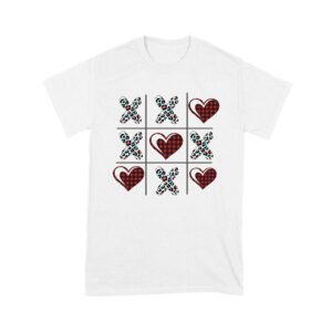 Valentine's Day T-Shirt ? Plaid Hearts & Leopard Print XO Design, Cute Romantic Gift for Couples Unisex Youth