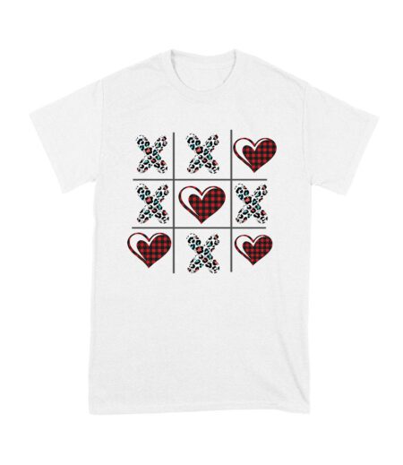 Valentine's Day T-Shirt ? Plaid Hearts & Leopard Print XO Design, Cute Romantic Gift for Couples Unisex Youth