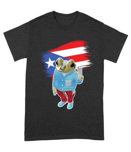 Bad Bunny Inspired Frog with Puerto Rico Flag Graphic T-Shirt, Trendy Design, Comfortable Cotton Tee, Cool Style for Music and Culture Lovers Unisex Adult – Viva Party