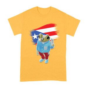 Bad Bunny Inspired Frog with Puerto Rico Flag Graphic T-Shirt, Trendy Design, Comfortable Cotton Tee, Cool Style for Music and Culture Lovers Unisex Adult