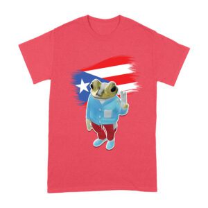Bad Bunny Inspired Frog with Puerto Rico Flag Graphic T-Shirt, Trendy Design, Comfortable Cotton Tee, Cool Style for Music and Culture Lovers Unisex Adult