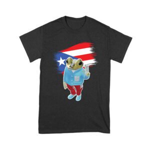 Bad Bunny Inspired Frog with Puerto Rico Flag Graphic T-Shirt, Trendy Design, Comfortable Cotton Tee, Cool Style for Music and Culture Lovers Unisex Youth – Viva Party