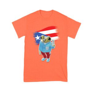 Bad Bunny Inspired Frog with Puerto Rico Flag Graphic T-Shirt, Trendy Design, Comfortable Cotton Tee, Cool Style for Music and Culture Lovers Unisex Youth