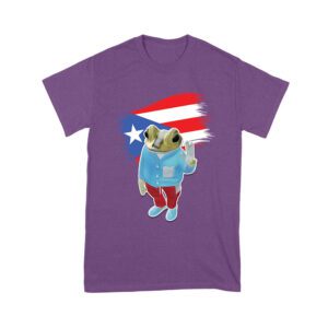 Bad Bunny Inspired Frog with Puerto Rico Flag Graphic T-Shirt, Trendy Design, Comfortable Cotton Tee, Cool Style for Music and Culture Lovers Unisex Youth