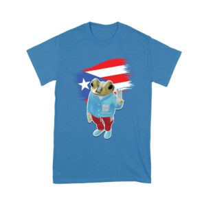 Bad Bunny Inspired Frog with Puerto Rico Flag Graphic T-Shirt, Trendy Design, Comfortable Cotton Tee, Cool Style for Music and Culture Lovers Unisex Youth