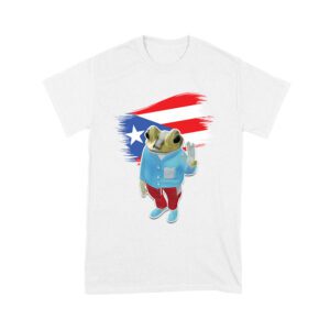 Bad Bunny Inspired Frog with Puerto Rico Flag Graphic T-Shirt, Trendy Design, Comfortable Cotton Tee, Cool Style for Music and Culture Lovers Unisex Youth