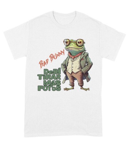 Bad Bunny Inspired Debi Tira M?s Fotos Frog with Frog Graphic T-Shirt, Trendy Design, Comfortable Cotton Tee, Cool Style for Music and Frog Lovers Unisex Adult