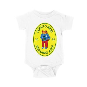 Puerto Rico 2025 Seguimos Aqu? Frog Graphic T-Shirt, Trendy Design, Comfortable Cotton Tee, Cool Style for Culture and Frog Lovers Unisex Baby Jersey