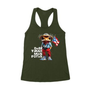 Puerto Rico Debi Tira M?s Fotos Frog with Frog Graphic T-Shirt, Trendy Design, Comfortable Cotton Tee, Cool Style for Frog and Culture Lovers Women's Racerback Tank Top