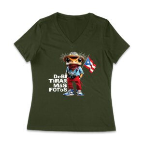 Puerto Rico Debi Tira M?s Fotos Frog with Frog Graphic T-Shirt, Trendy Design, Comfortable Cotton Tee, Cool Style for Frog and Culture Lovers Women Jersey V-Neck
