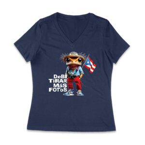 Puerto Rico Debi Tira M?s Fotos Frog with Frog Graphic T-Shirt, Trendy Design, Comfortable Cotton Tee, Cool Style for Frog and Culture Lovers Women Jersey V-Neck