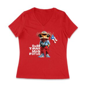 Puerto Rico Debi Tira M?s Fotos Frog with Frog Graphic T-Shirt, Trendy Design, Comfortable Cotton Tee, Cool Style for Frog and Culture Lovers Women Jersey V-Neck
