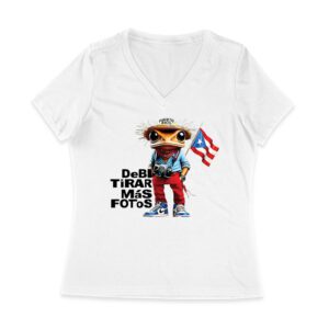 Puerto Rico Debi Tira M?s Fotos Frog with Frog Graphic T-Shirt, Trendy Design, Comfortable Cotton Tee, Cool Style for Frog and Culture Lovers Women Jersey V-Neck