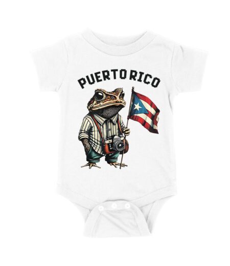 Debi Tira M?s Fotos Frog with Frog Puerto Rico Flag T-Shirt, Trendy Graphic Design, Comfortable Cotton Tee, Fun Style for Culture and Frog Lovers Unisex Baby Jersey