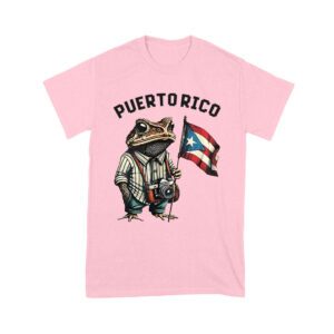 Debi Tira M?s Fotos Frog with Frog Puerto Rico Flag T-Shirt, Trendy Graphic Design, Comfortable Cotton Tee, Fun Style for Culture and Frog Lovers Unisex Youth