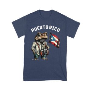 Debi Tira M?s Fotos Frog with Frog Puerto Rico Flag T-Shirt, Trendy Graphic Design, Comfortable Cotton Tee, Fun Style for Culture and Frog Lovers Unisex Youth
