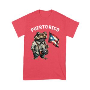 Debi Tira M?s Fotos Frog with Frog Puerto Rico Flag T-Shirt, Trendy Graphic Design, Comfortable Cotton Tee, Fun Style for Culture and Frog Lovers Unisex Youth
