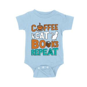 Coffee Cat Books Repeat T-Shirt
