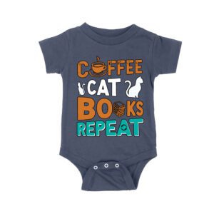 Coffee Cat Books Repeat T-Shirt