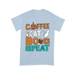 Coffee Cat Books Repeat T-Shirt