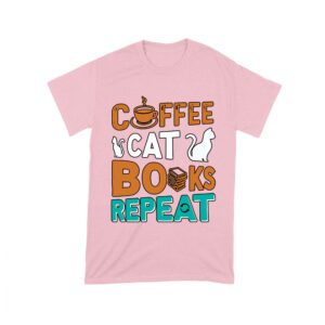 Coffee Cat Books Repeat T-Shirt